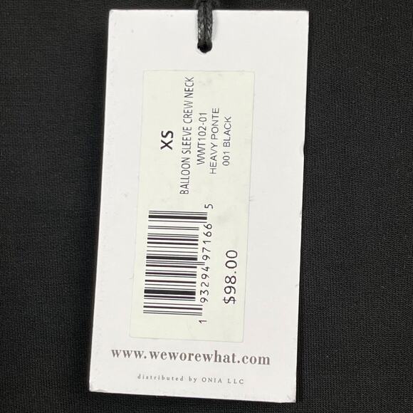 We Wore What Balloon Sleeve Crew Neck Sweatshirt Black XS NWT Oversized Lounge - Picture 9 of 16